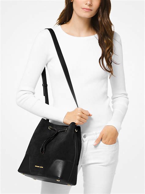 michael kors beuteltasche cary|Cary Medium Suede and Leather Bucket Bag .